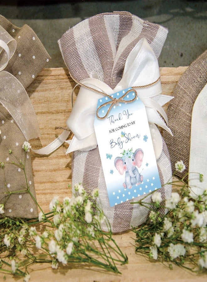 FORSHEEP 50pcs Elephant Thank You Tags, Blue Elephant Gift Tag with String for Jungle Animal Party, Thank You Paper Tags for Boy First Birthday/Elephant Gender Reveal Party Favors - Image 5